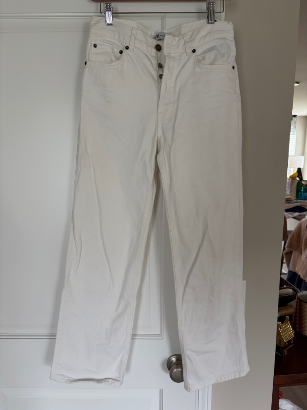Zara White Straight Jeans